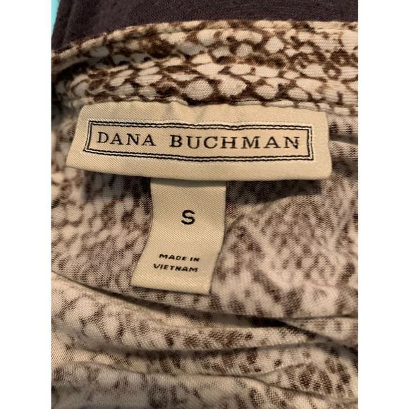 Dana Buchman Snakeskin Brown Patterned Short Sleeve Top S (A-030) - Picture 4 of 8